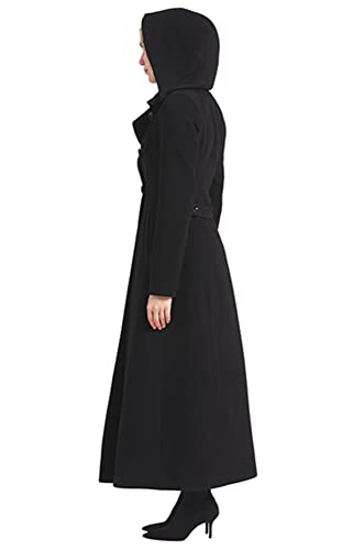 Women's Double Breasted Maxi Long Winter Wool Trench Coat Hooded Thick Warm Overcoats