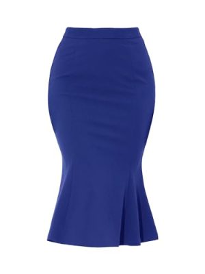 Women's Bodycon Skirt High Waist Ruffle Hem Fishtail Mermaid Midi Skirt