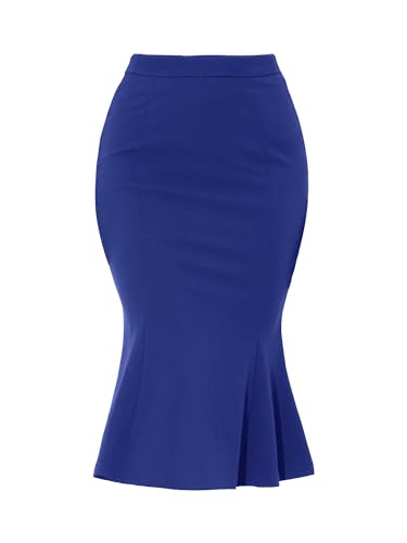Women's Bodycon Skirt High Waist Ruffle Hem Fishtail Mermaid Midi Skirt