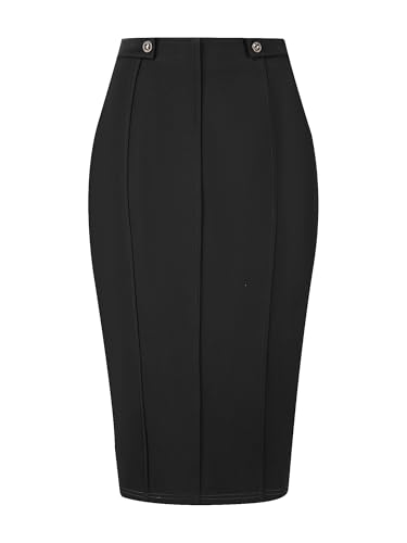 Women's Work Pencil Skirt High Waist Office Stretch Bodycon Midi Skirts