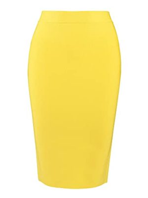 Women's High Waist Knee Length Bodycon Office Pencil Skirt