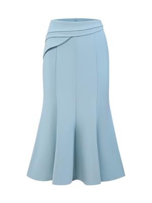 Women's Midi Mermaid Skirt Work High Elastic Waisted Fishtails Skirts