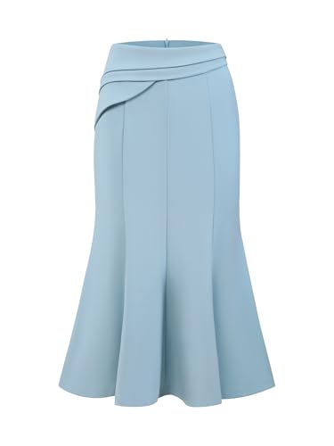 Women's Midi Mermaid Skirt Work High Elastic Waisted Fishtails Skirts
