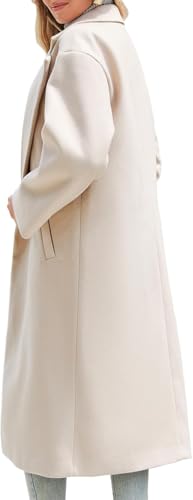 Women's Winter Pea Coat Notch Lapel Single Breasted Oversized Long Casual Wool Blend Overcoat