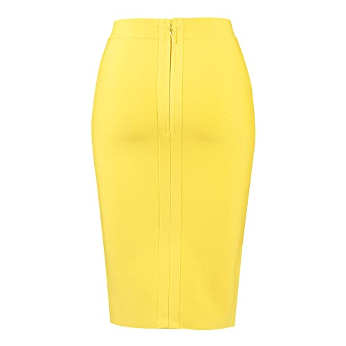 Women's High Waist Knee Length Bodycon Office Pencil Skirt