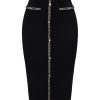 Women's Pencil Skirt High Waist Tweed Trim Stretchy Office Work Bodycon Midi Skirts