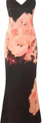 Women's Vintage Backless V-Neck Spaghetti Strap Pencil Maxi Party Dress