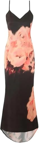 Women's Vintage Backless V-Neck Spaghetti Strap Pencil Maxi Party Dress