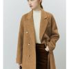 Womens Pea Coats Fall Long Trench Coat Double Breasted Button Down Lapel Belted Peacoat