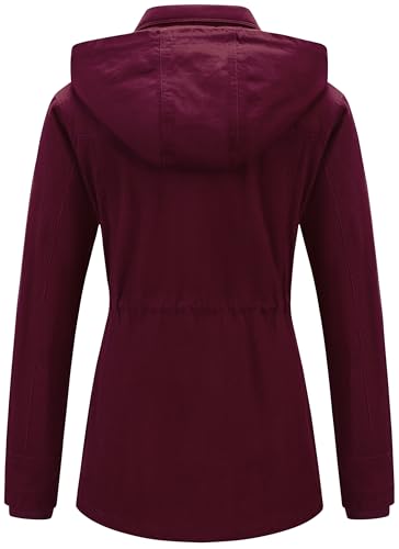 Women's Cotton Anorak Jacket Lightweight Casual Military Jackets Safari Utility Coats With Removable Hood
