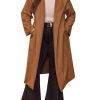 Women's Plus Size Hooded Trench Coat Faux Suede Long Wrap Coat Elegant Belted Fall Winter Outwear