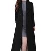 Women's Trench Coat Shawl Collar Double Breasted Maxi Long Pea Coat Winter Work Jacket Wool Blend Overcoat