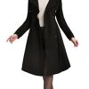 Long Trench Pea Coat for Women - Wool Winter Trench Coat Goth Lapel Peacoat Outwear Thick Hood Pea Jacket Trenchcoat