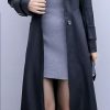 Women's Elegant Lapel Collar 2 Button Fit-Flare Pu Leather Long Trench Coat