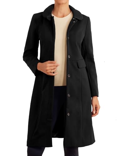 Winter Trench Coat for Women Overcoat Peter Pan Collar Single Breasted Long Pea Coat