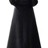 Women's Winter Wool Trench Coat Wrap Large Collar High Low Jacket Outwear with Belt
