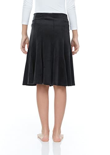 Girls Uniform School Church Velour Pleated Knee Length Panel Skirt