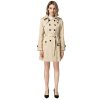 Women's Double-Breasted Trench Coat Classic Lapel Overcoat Slim Outerwear Waterproof Coat with Belt Buckle