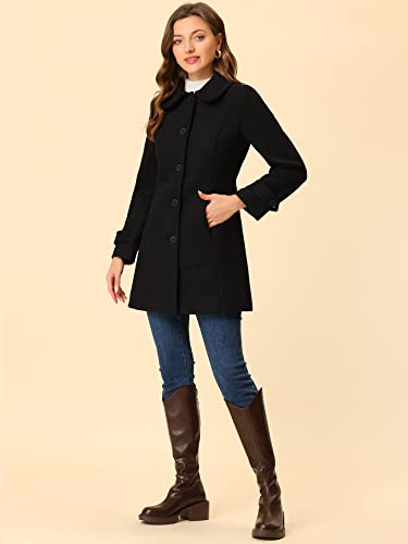 Women's Peter Pan Collar Overcoat Winter Dressy Button Single Breasted Long Coat