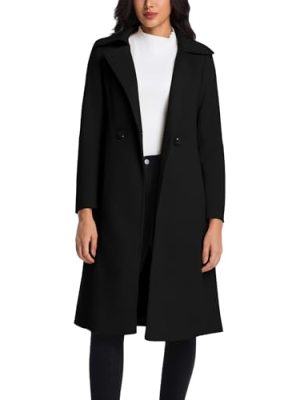 Long Wool Coats for Women Double Breasted Vintage Fall Winter Pea Coat Jackets