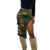 Casual Camo Cargo Skirts for Women Sexy High Split Frayed Raw Hem Pencil Maxi Skirts with Pockets