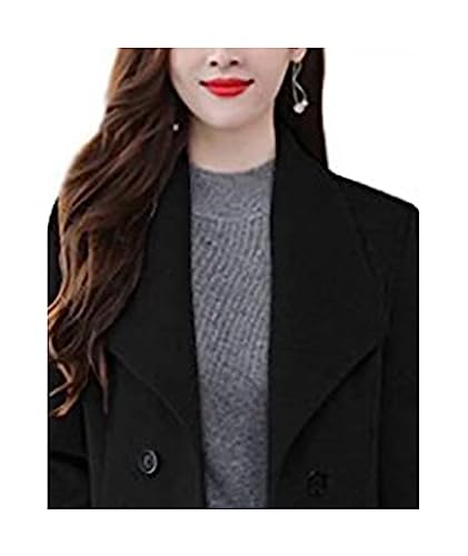 Women's Trench Coat Shawl Collar Double Breasted Maxi Long Pea Coat Winter Work Jacket Wool Blend Overcoat