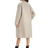 Women's Long Pea Coat Double Breasted Notch Lapel Trench Coat Office Work Peacoat Jacket Dress Coat