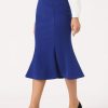 Women's Bodycon Skirt High Waist Ruffle Hem Fishtail Mermaid Midi Skirt