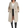 Women's Long Pea Coat Double Breasted Notch Lapel Trench Coat Office Work Peacoat Jacket Dress Coat