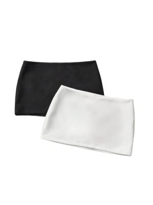 Women's 2 Pack Mini Skirt with Shorts Zip Up Micro Skort Pencil Skirts