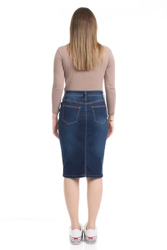 Repreve Denim Knee-Length Jean Skirt for Women with Pockets - Melrose