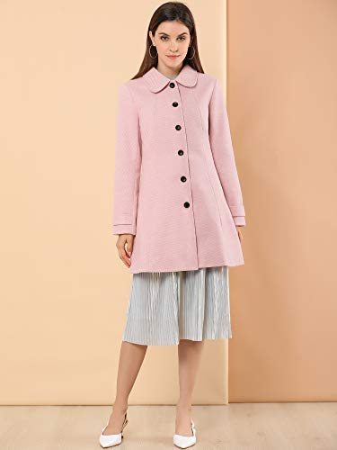 Women's Peter Pan Collar Overcoat Single Breasted Pockets Winter Long Coat