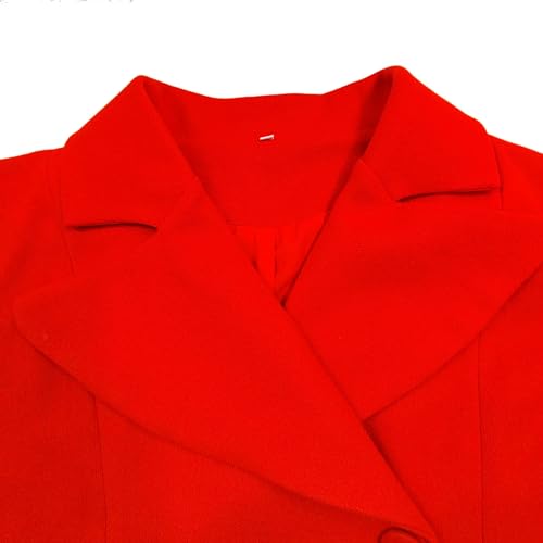 2025 Women Wool Coat Double Breasted Lapel Pea Coats Ankle Length Solid Color Overcoat Lantern Sleeve Long Trench Coat