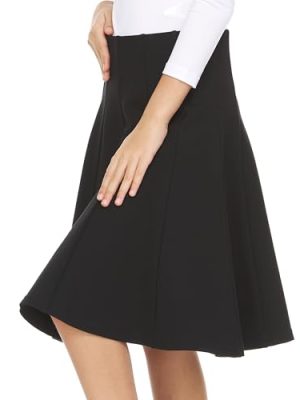 Girls Elastic Waist A-Line Panel Unifrom Skater Skirt