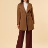 Women's Classic Stand Collar Outwear Overcoat Long Sleeve Winter Belted Pea Coat