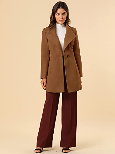 Women's Classic Stand Collar Outwear Overcoat Long Sleeve Winter Belted Pea Coat