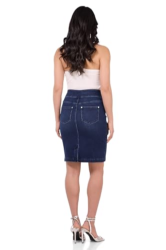 Women’s Ease into Comfort Pull-On Stretch Denim Skirt – Soft Jean Fabric, Flattering Slim Fit, All-Day Comfort