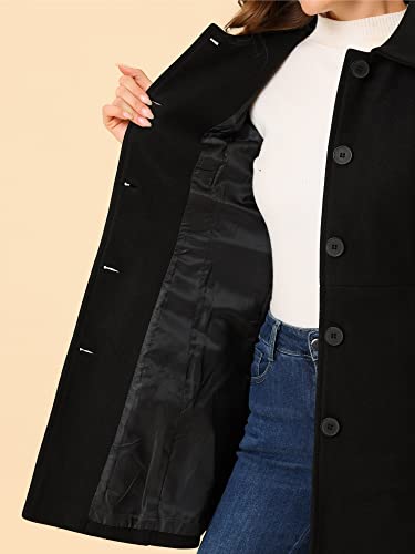 Women's Peter Pan Collar Overcoat Winter Dressy Button Single Breasted Long Coat