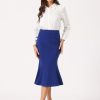 Women's Bodycon Skirt High Waist Ruffle Hem Fishtail Mermaid Midi Skirt