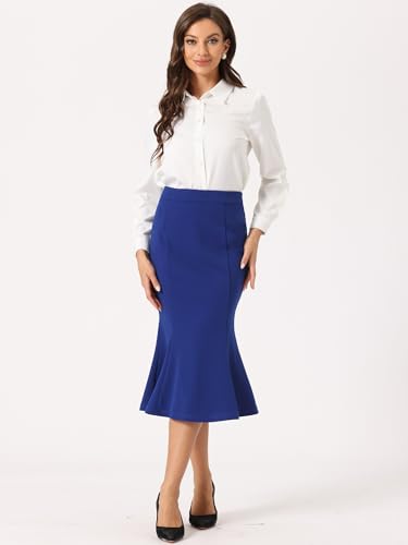Women's Bodycon Skirt High Waist Ruffle Hem Fishtail Mermaid Midi Skirt