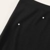 Two Piece Outfits for Women Pearl Beaded Lettuce Edge Rib-Knit Tee and Pencil Skirt Set (Color : Black, Size : X-Small)