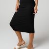 3 Pack: Womens Soft Midi Skirt – High Waisted Pencil Work Office Business Casual Skirts with Back Slit Plus