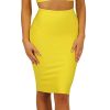Women's High Waist Knee Length Bodycon Office Pencil Skirt