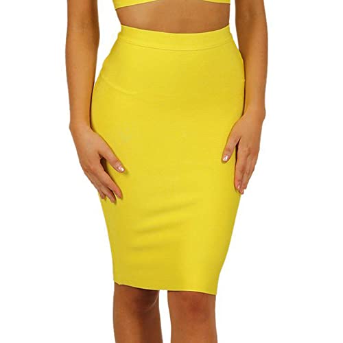 Women's High Waist Knee Length Bodycon Office Pencil Skirt