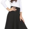 Girls Elastic Waist A-Line Panel Unifrom Skater Skirt