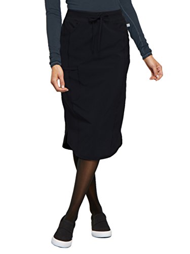 Cherokee  Drawstring Cargo Scrub Skirt for Women, 5 Pockets Knee Length Stretchy Rib-Knit Fabric CK505A