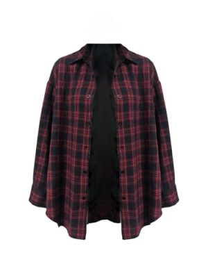 Women's Vintage Button Down Long Sleeve Flannel Plaid Collared Shirt Shacket Blouse