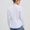 Womens Shirts Dressy Casual Pleated Button Down Shirt Long Sleeve Work Blouse Collar Solid Top