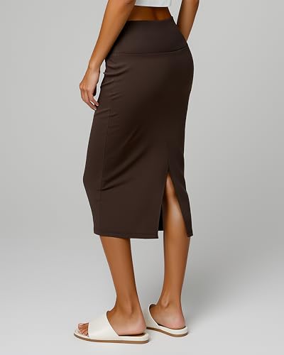 3 Pack: Womens Soft Midi Skirt – High Waisted Pencil Work Office Business Casual Skirts with Back Slit Plus