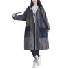 Women's Plus Size Distressed Denim Jacket Loose Fit Trench Coat Casual Long Sleeve Outerwear for Everyday Fashion